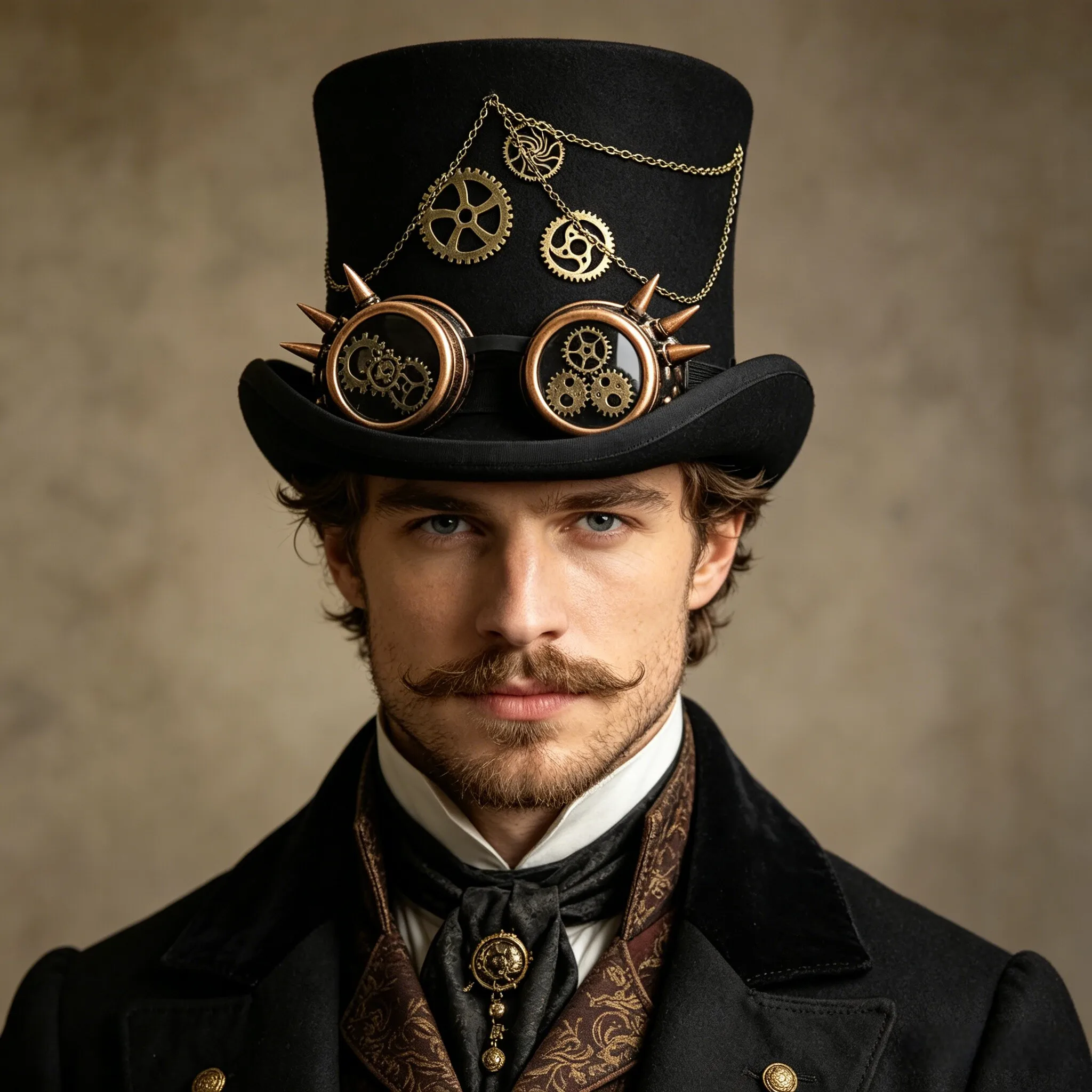 Steam era President gear punk style hat fashion show film performance of wool top hat for men and women Fedoras