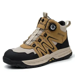 Rotary Button Men's Casual Sports Shoes Non-slip Wear-resistant Adult Protective Shoes Safety Boots Men's Work Sports Shoes 2024