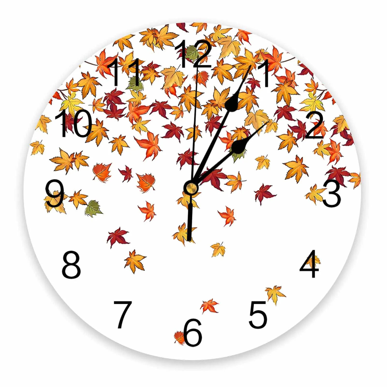 Leaf Maple Leaf PVC Wall Clock Bedroom Decoration Wall Clock Modern Design Home Decore Wall Digital Clock