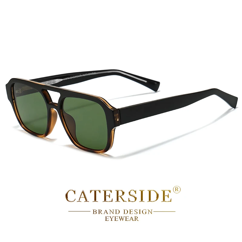 CATERSIDE Classics Herren-Sonnenbrille mit flachem Oberteil und doppeltem Brücken-Design, Sonnenbrille für Damen, Outdoor, Reisen, Strand, ideale Wahl für Geschenke – Detail 9
