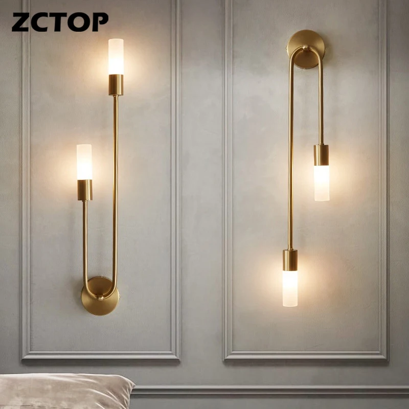 

LED Full Copper Wall Lamps Left/Right installation Wall Lights For Living Room Background Wall Bedroom Study Aisle Corridor Deco