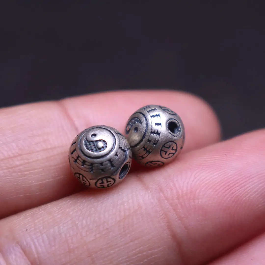 Vintage Chinese Style Yin Yang Bagua 925 Sterling Silver Lucky Blessing Spacer Beads For Diy Bracelet Necklace Jewelry Making