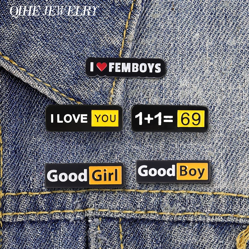 Embroidery Initials - Good Girl Good Boy Enamel Pin