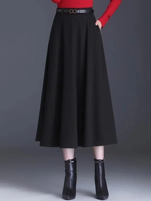 

Extra Large Size A-Line Midi Skirt Summer Suit Style High Waist Draped Slimming Maxi Skirt for plus Size Women Elegant