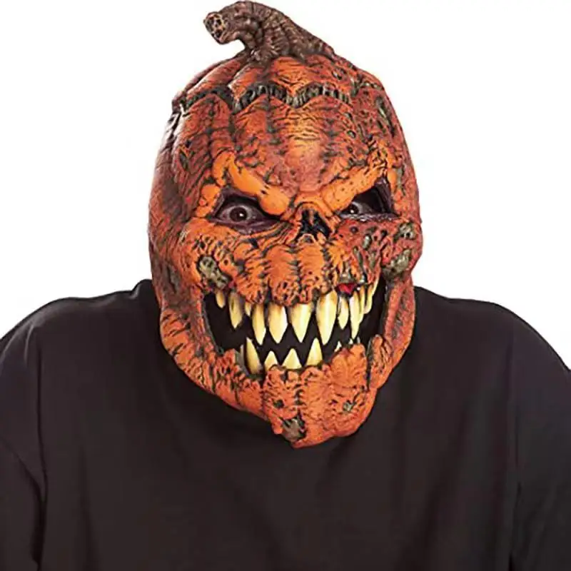 Halloween Evil Pumpkin Head Mask Horror, Funny, Mouth Movement Mask Dress up Performance Cosplay Props Escape Room Mask