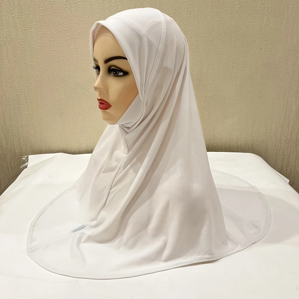 H302 Teenage girls Plain muslim hijab with chin part top quality amira pull on islamic scarf hot sell headscarf ramadan pray hat