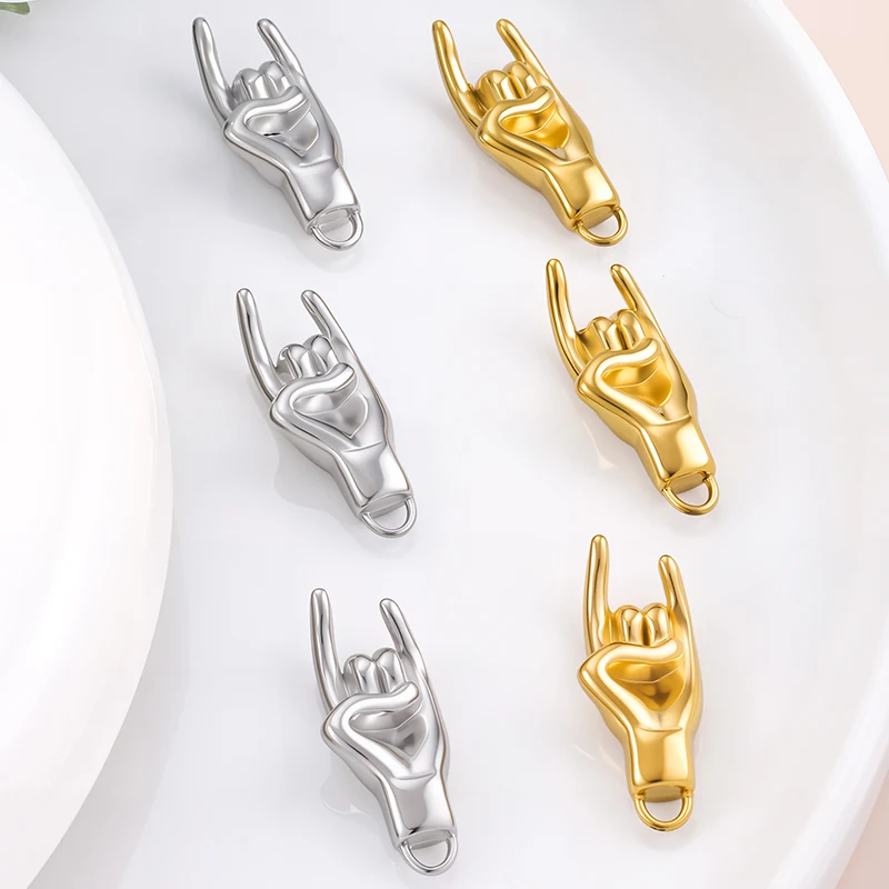 

3Pcs Stainless Steel Charms Good Luck Hand Symbol Pendants for Jewelry Making DIY Creation Bracelet Necklace Earring Accessories