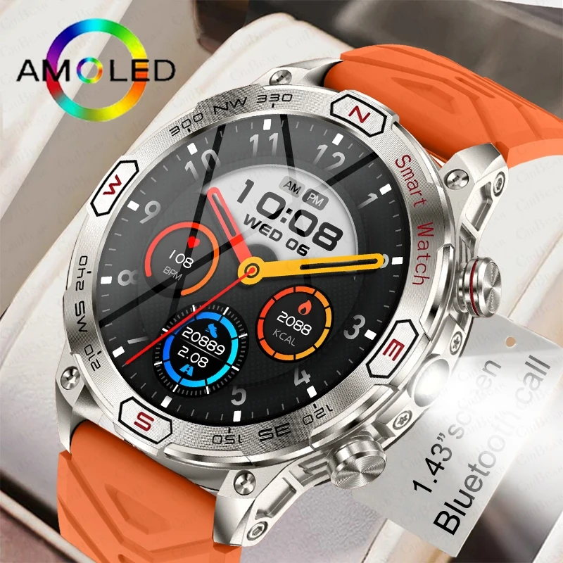 

410 MAh Battery Smartwatch Men Outdoor Sports Compass Altitude Meter 1ATM Waterproof Bluetooth Call Smart Watch For Android IOS