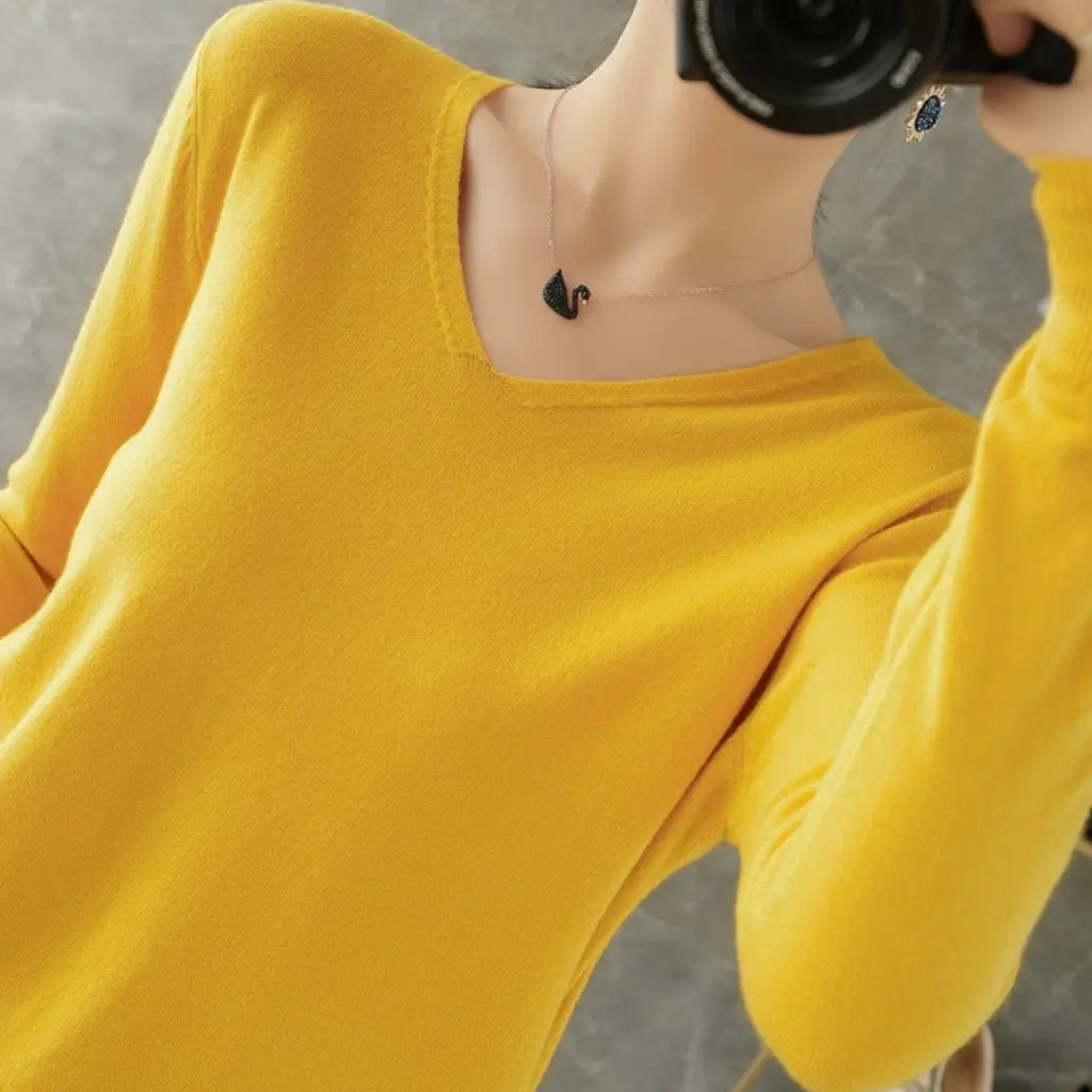 

New Women's Slim V-Neck Cardigan Early Spring Autumn Loose round Neck Bottoming Sweater Outerwear