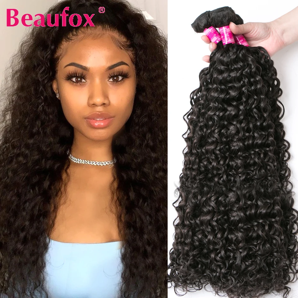 Beaufox Water Wave Bundels Indian Hair Weave Bundels 1/3/4 Pc Krullend Menselijk Haar Bundels Remy Hair Extensions Voor Vrouwen 8-30 Inch