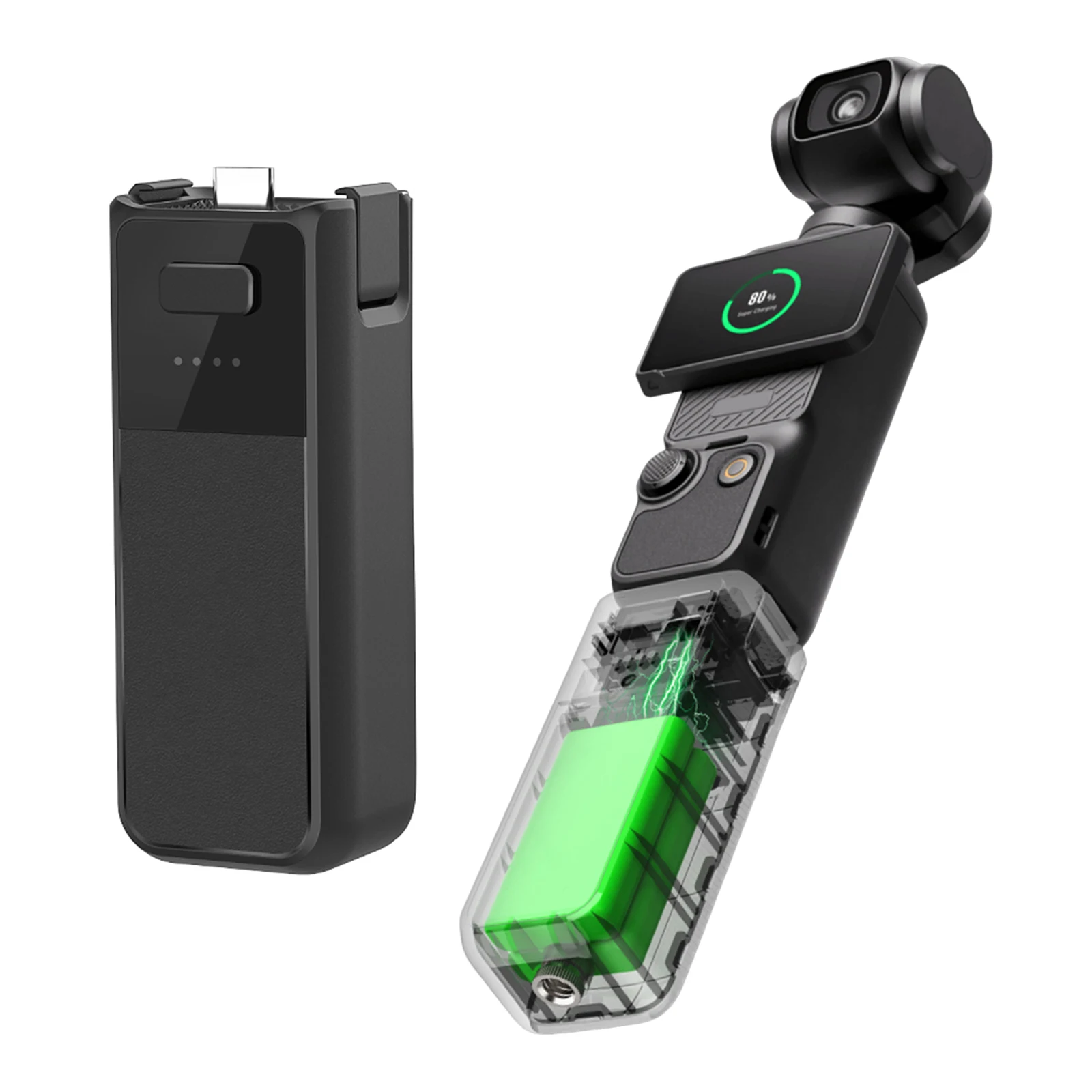 

Портативный внешний аккумулятор-рукоятка с резьбовым отверстием 1/4 дюйма, удлиненный аккумуляторный держатель 2800 мАч с быстрой зарядкой для Osmo Pocket 3