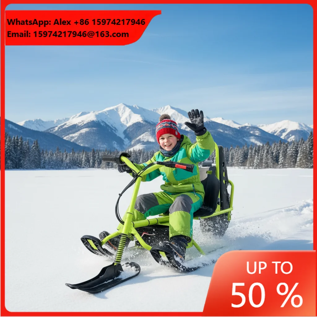 QIQU Parent-Controlled Speed (15km/h) With Disc Brake System For Kids Safe Electric Snowmobile-Trail Touring 60kg Load Capacity