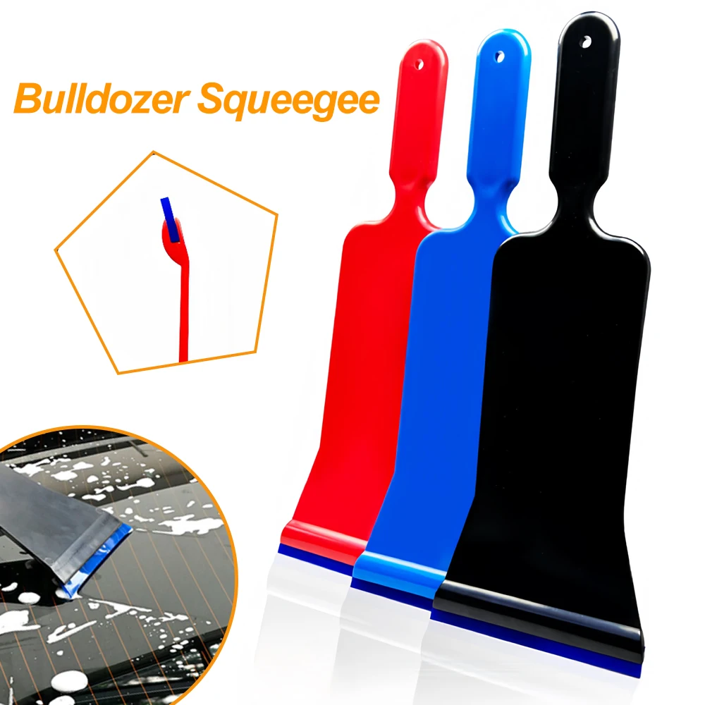 Bulldozer Squeegee with Replaceable Rubber Blade Long Handle Plastic Car Vinyl Wrap Tint Scraper Window Snow Remover Water Wiper