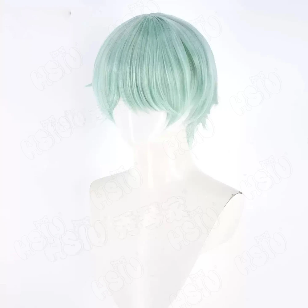 Anime k-pop chasseurs de démons Saja garçons Cosplay perruque 30CM vert menthe cheveux courts perruque synthétique + bonnet de perruque fête Halloween perruque