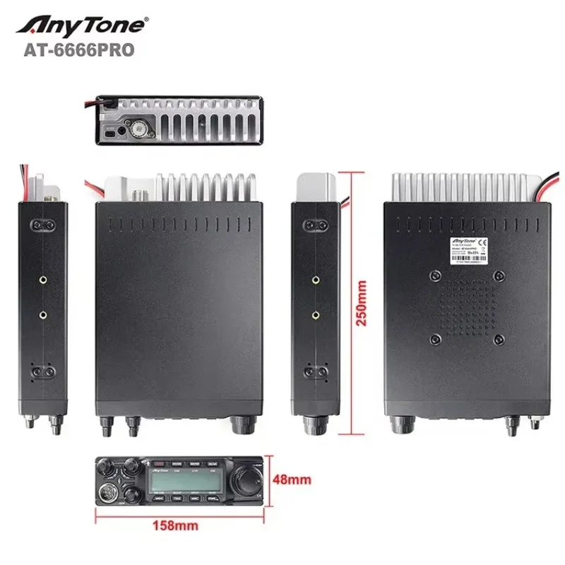 

NEW 2024 Anytone Original 80Watt CB Transceiver Radio AT-6666PRO High Quality SSB for Vehicle Mount Radio Communication