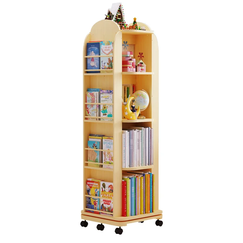 Miniature Bookcase Tower Rotating Wooden Vertical Anime Mobile Infant Bookcase Shelf Desk Estante Livros Interior Bookcase