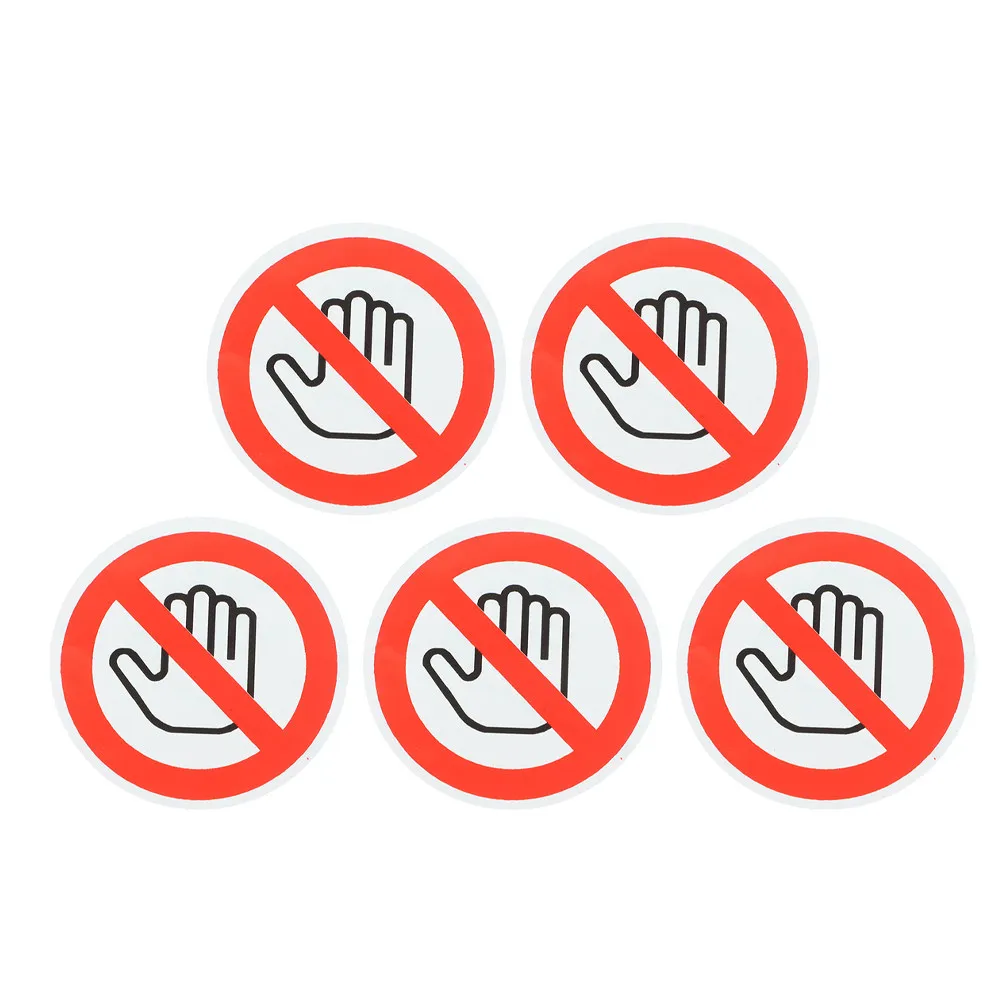 5Pcs Self Adhesive Do Not Touch Safety Sticker Warning Label Easy Apply for Equipment Laptop Glass Door Accident Protection