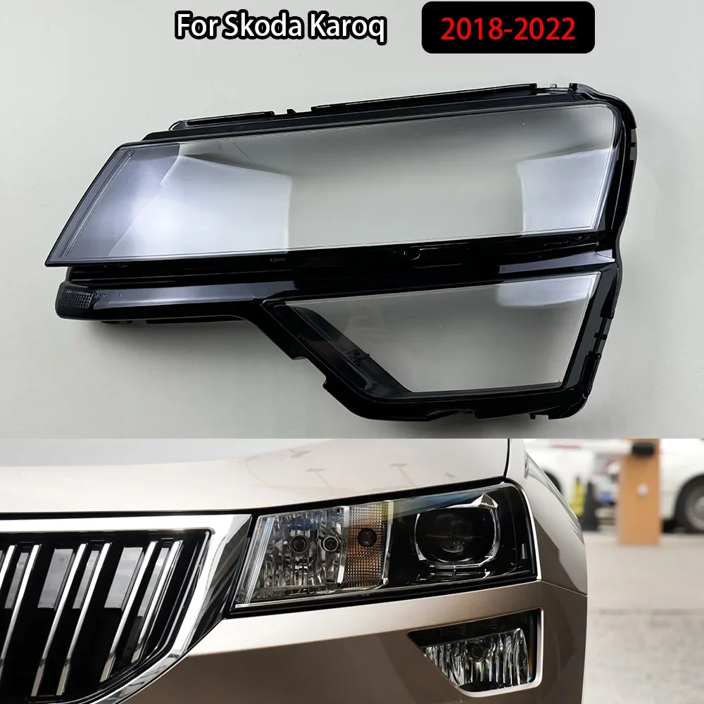 

For Skoda Karoq 2018-2022 Car Accessories Headlamp Cover Transparent Lampshade Headlight Shell Plexiglass