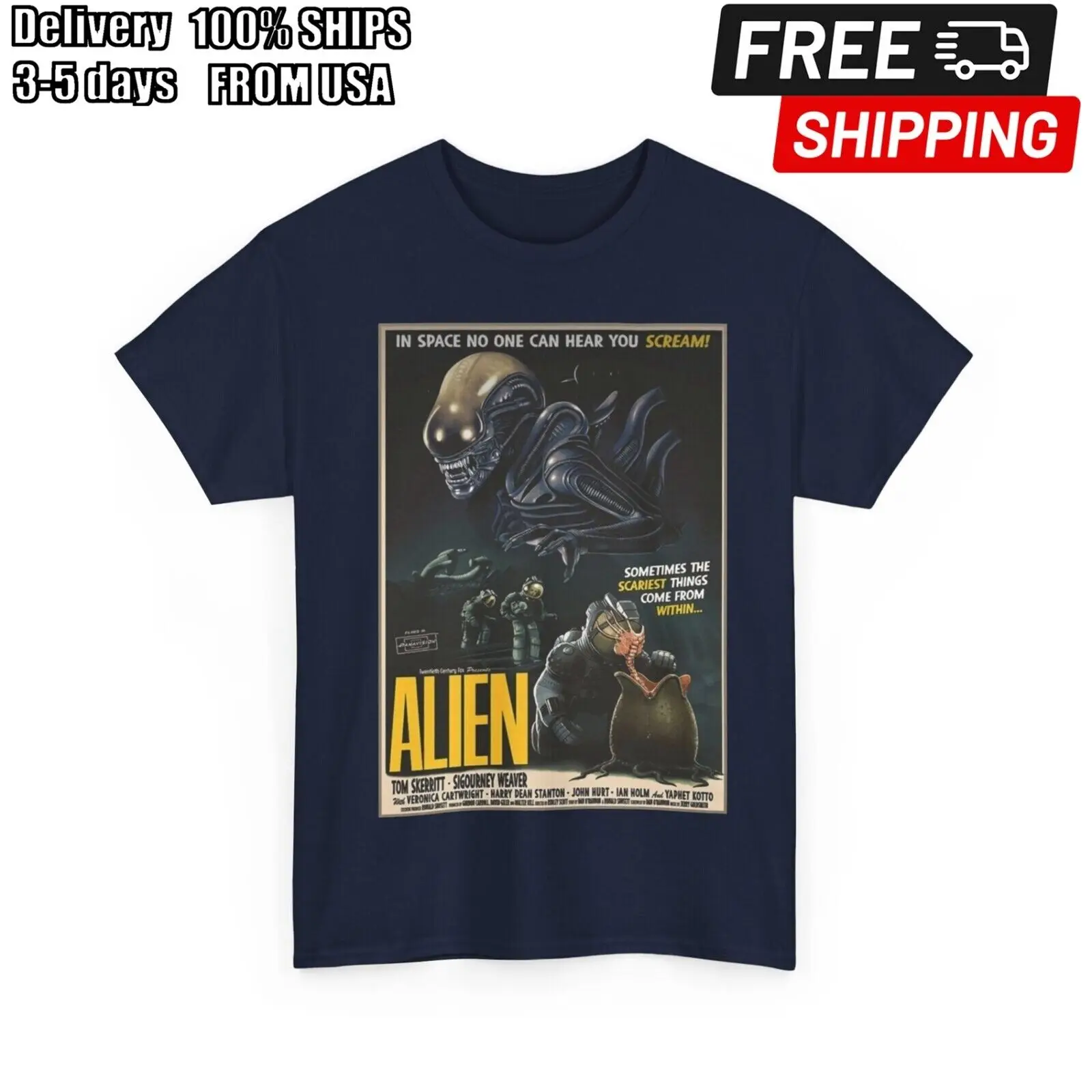 

Alien 1979 Movie T shirt Unisex Heavy Cotton Tee