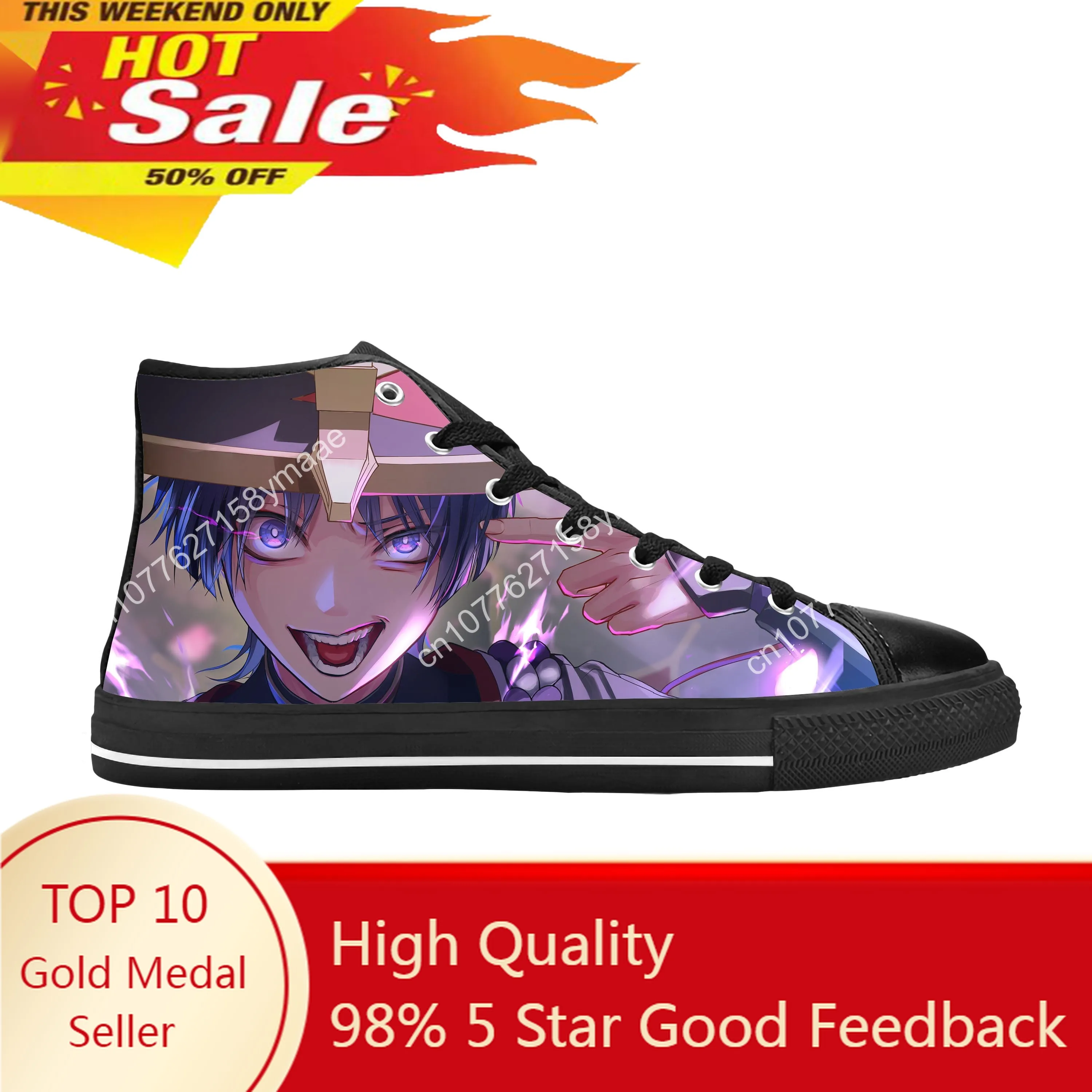 Anime Manga Cartoon Genshin Impact Scaramouche Casual Cloth Shoes High Top Comfortable Breathable 3D Print Men Women Sneakers