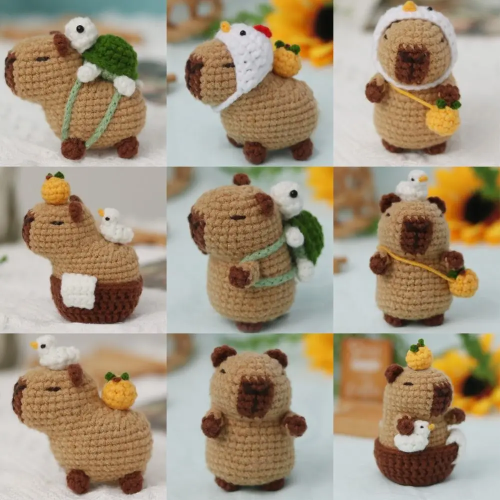 Cute Beginner Crochet Stuffed Animal Kit with Crochet Hooks DIY Set Capybara DIY Crochet Kit Guinea Pig Handmade Yarn Set Kit