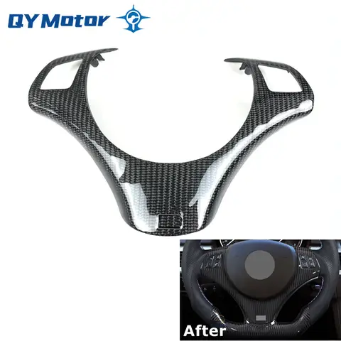 실제 탄소 섬유 스티어링 휠 단추 트림, BMW E90 E92 E93 E87 E89 E8X 2005-2012 장식