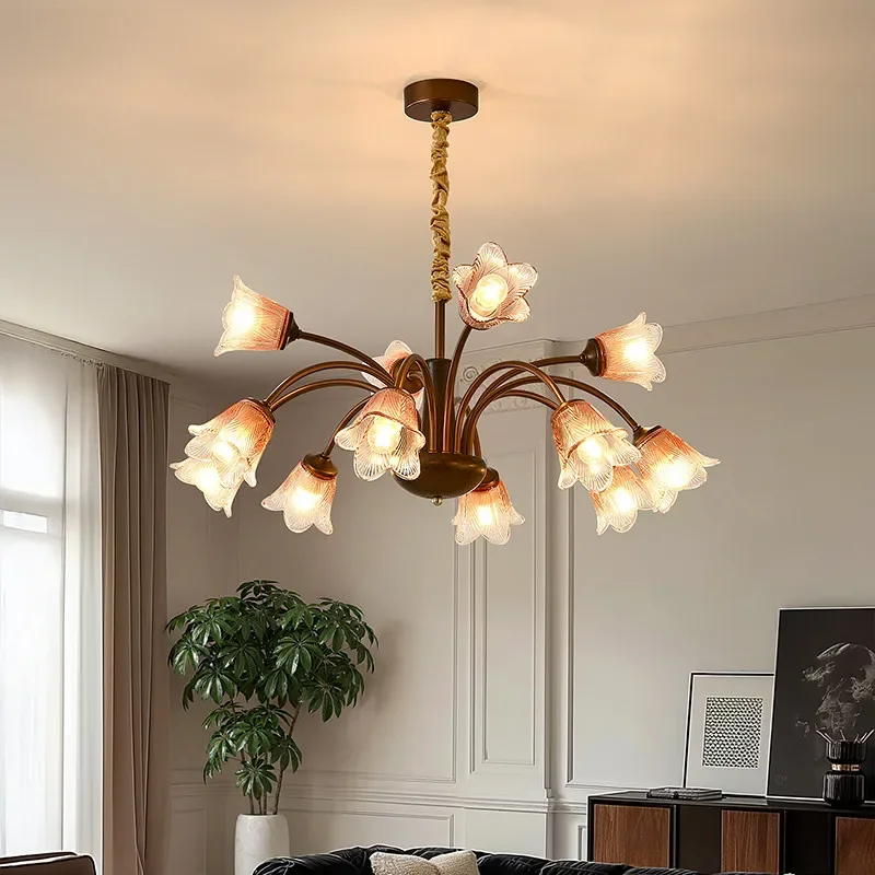 

Contemporary Living Room Chandelier LED French Pastoral Flower Restaurant Bedroom Study Villa Cafe Clothing Store Pendant Lamp