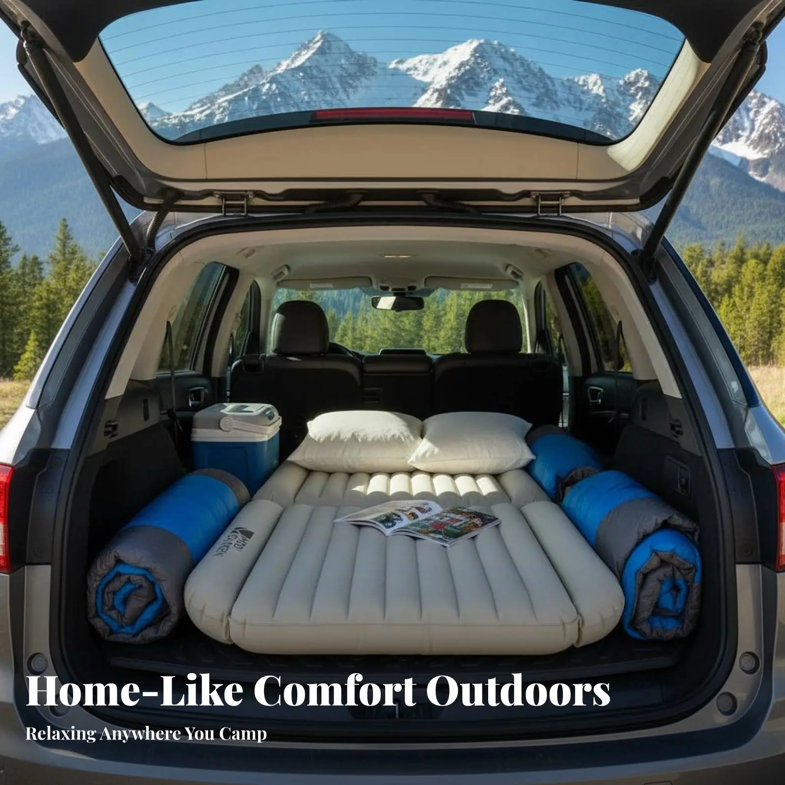 

SUV Rear Seat Air Mattress, Double Inflatable Bed, Outdoor Camping, Thickened PVC, Coral Plush, Portable Sleeping Pad