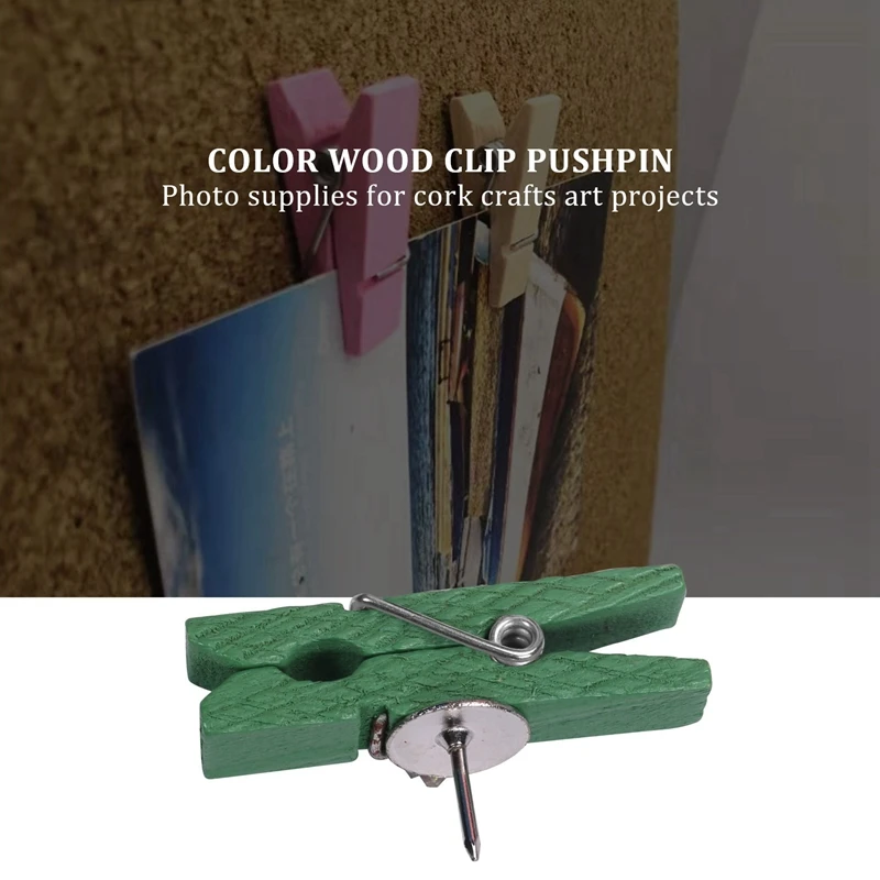 50 Pcs Colorful Push Pins Clips Wooden Pegs Pushpin Tacks Wooden Crafts Pins Drawing Pins Decorative Paper Wood Clips