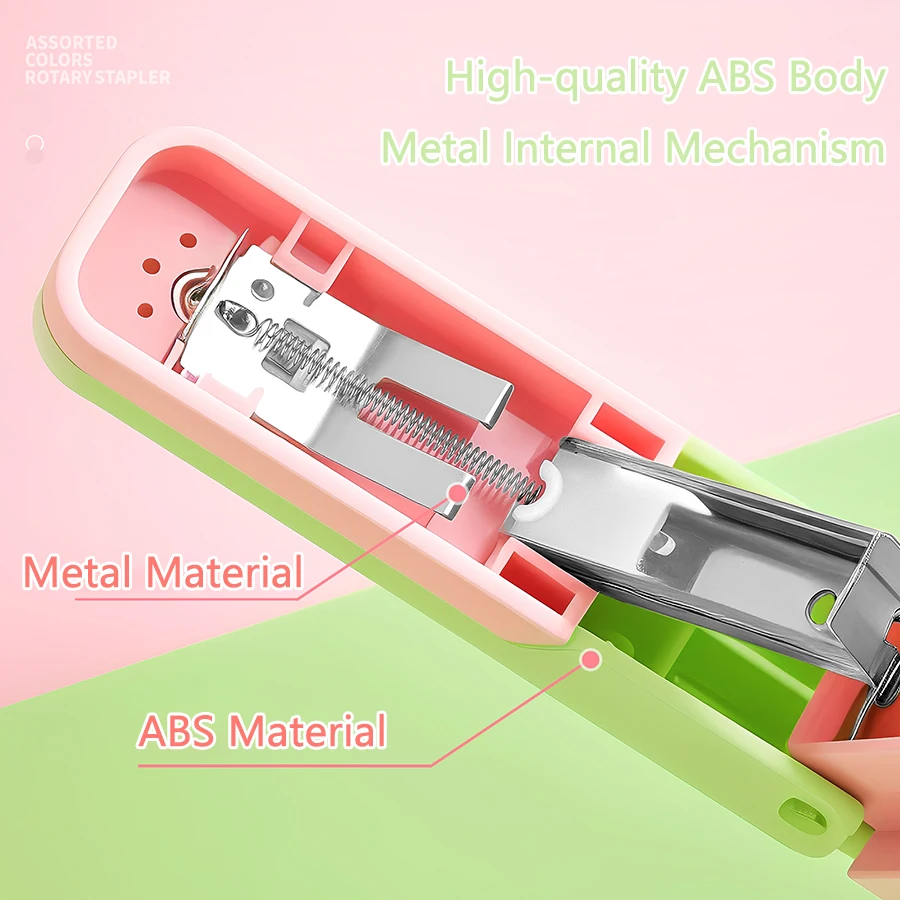 Rotary Stapler Compatible with 24/6 Staples Durable Stapler Manual Tool for Office Paper Binding