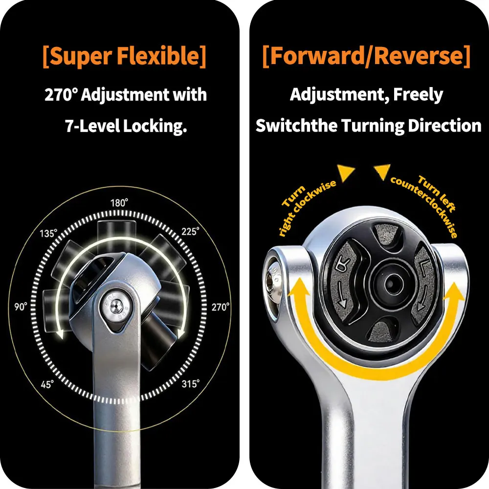 Universal Ratchet Wrench Socket Screwdriver Bit Dual‑Purpose Forward and Reverse Magnetic Detachable Screwdriver Repair Tool