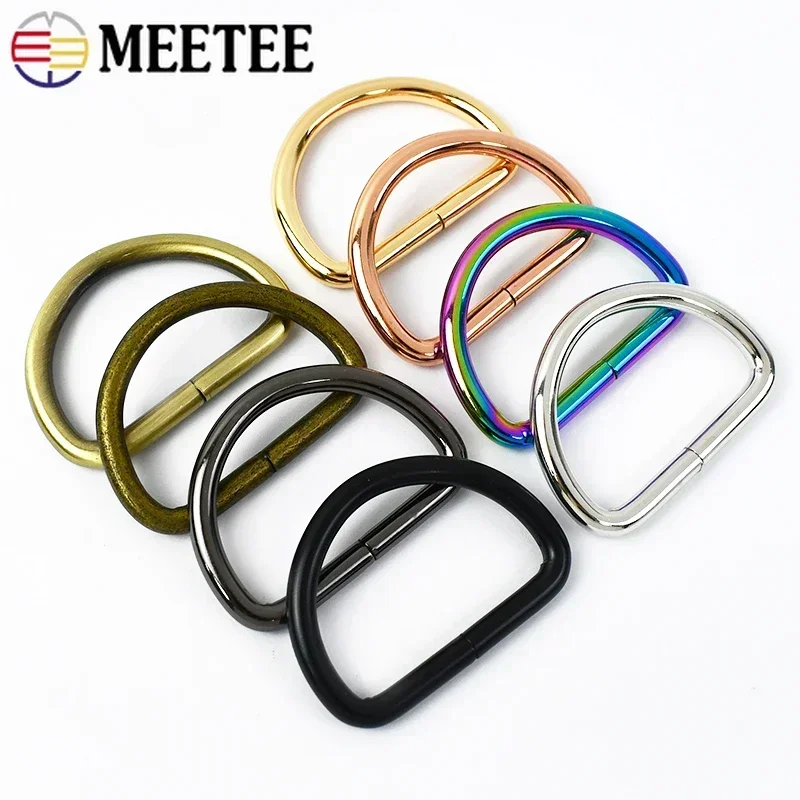 30Pcs Meetee 12-50mm Metal O D Ring Buckle Bag Strap Adjust Clasp for Garment Handbag Belt Buckles DIY Craft Hardware Accessory