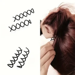 10pcs Black Spiral Hair Pin Clip Bun Stick Non-Scratch Round tip Spin Screw Twister Barrette DIY Hair Styling tools black