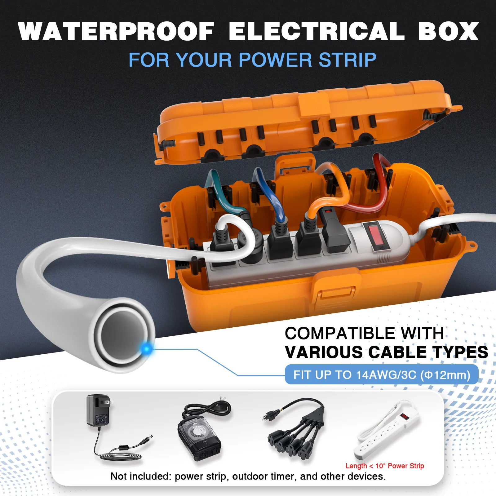 IP54 غطاء كهربائي مقاوم للماء لجميع القديسين/عيد الميلاد الديكور صندوق كابل خارجي لكابلات الطاقة/القابس/الأضواء/مؤقت الحديقة