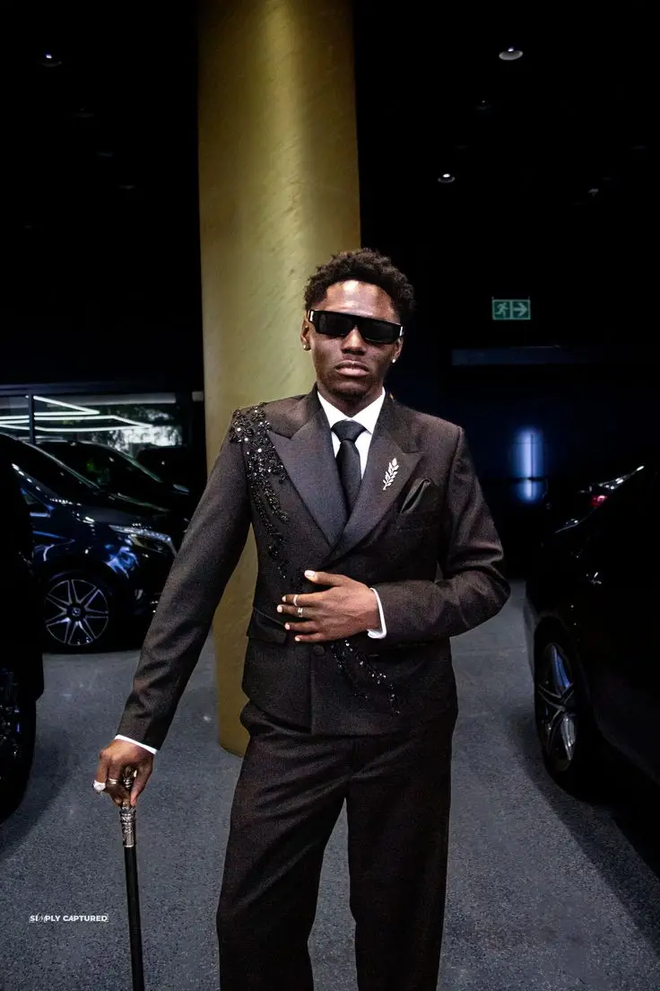 Black Cotton Men Suits Pants Set 2 Pcs Blazer+Trousers Crystals Beaded Wedding Tuxedos Jacket Formal Office Coat Outfit