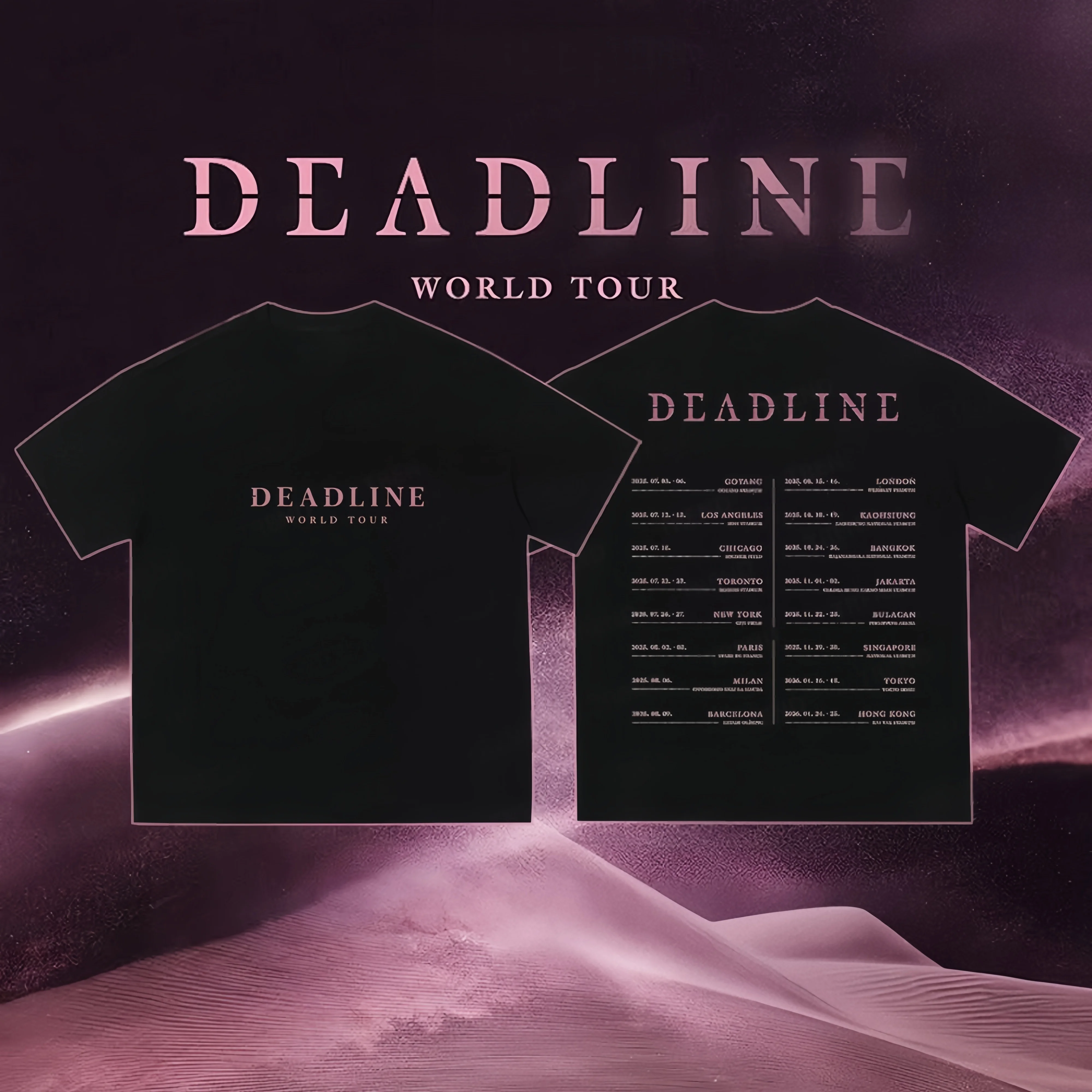 

Футболка для мужчин из хлопка, 100% оригинал, высокое качество, Deadline Black World Tour, футболка с круглым вырезом и короткими рукавами, подарок фанатам 2025