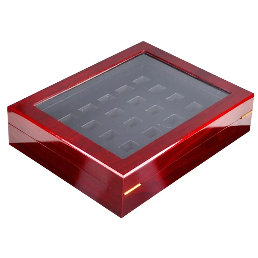 Portable Wide Slot Grids Championship Heavy Wooden Jewelry Display Organizer Display Box Storage Case Showcase Gifts