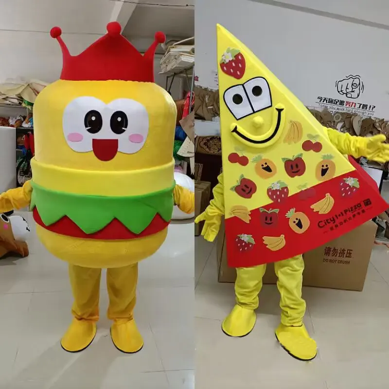 Mignon hambourg mascotte Costume dessin animé Pizza Cosplay gâteau robe adulte marche Anime noël Halloween ensemble Cosplay Costume
