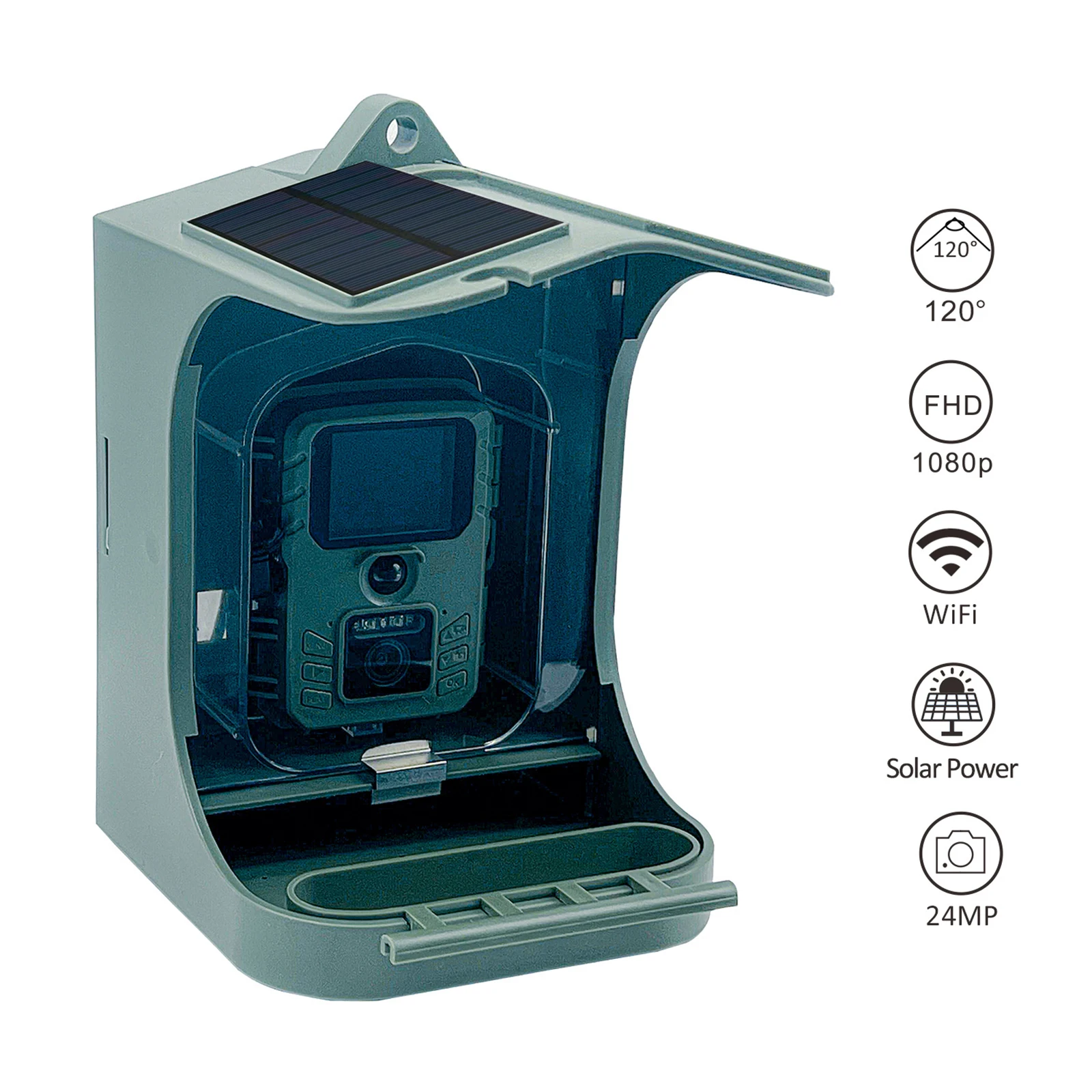 Solar Powered 1080P Wireless WiFi Smart Bird Feeder Camera Waterproof Bird Watching Camera