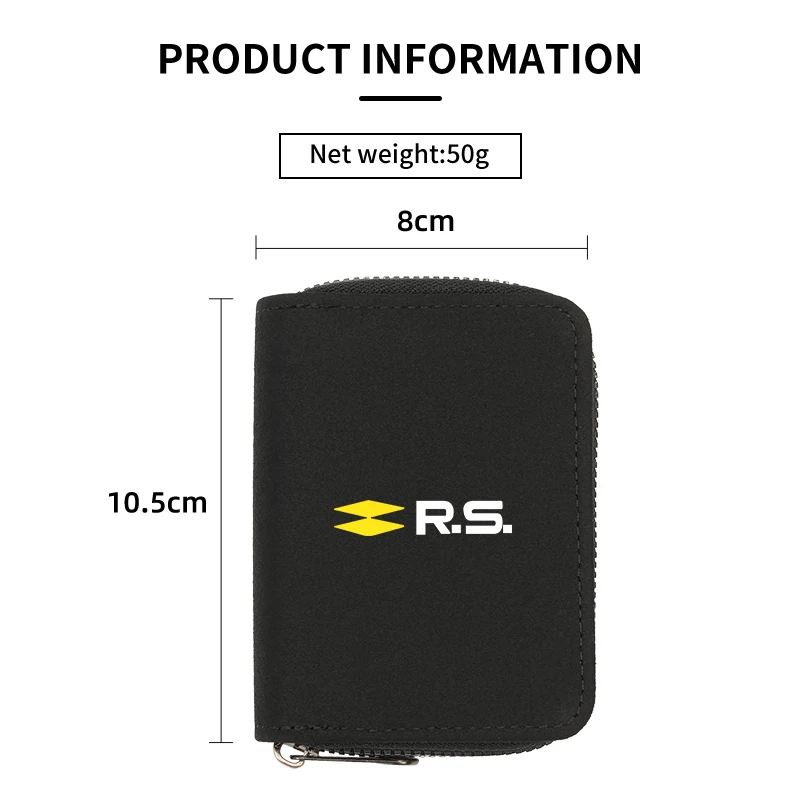 Leather Card Wallet Credit Card Coins Purses Zipper Pocket Storage Bag For Renault RS QM6 Kardian Rafale Espace AUSTRAL Kangoo