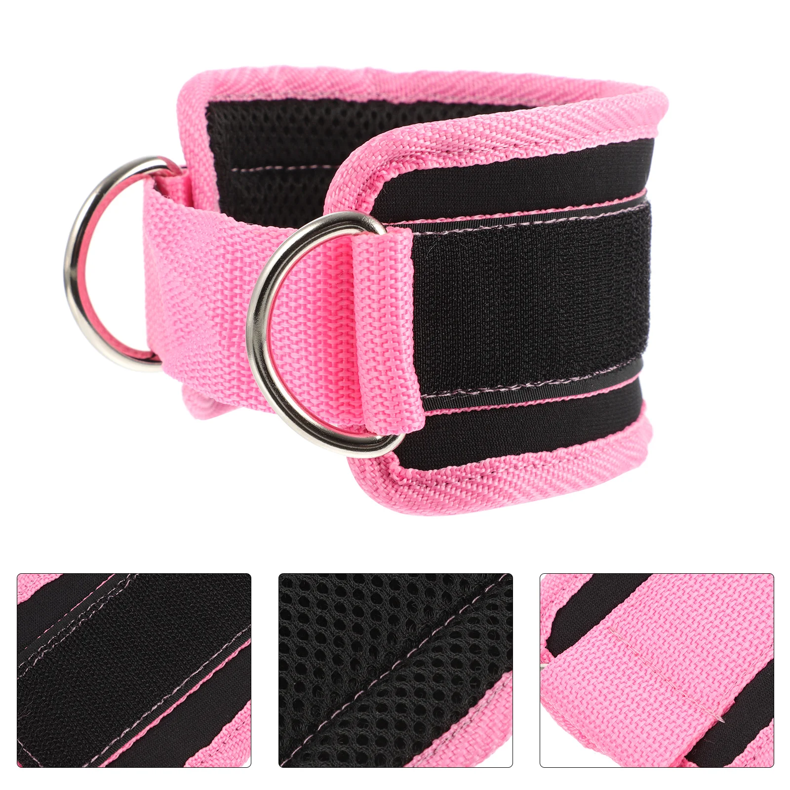 Fitness Ankle Buckle Leg Strength Training Strap Cable Machine Accessories Sports Pull Nylon Pink