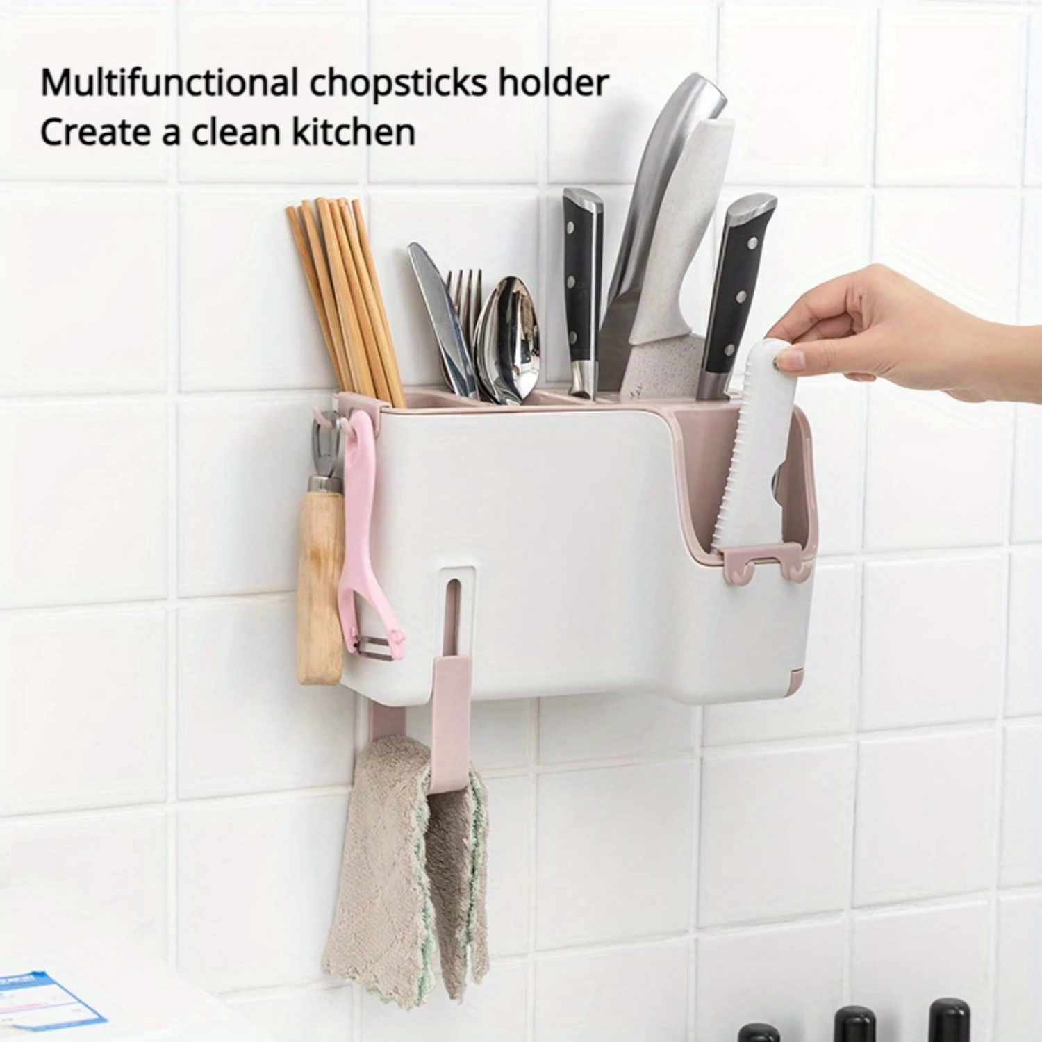 Multi functional wall mounted dual-purpose kitchen chopstick cage  tube, plastic drainage chopstick tube, scratch free and non p