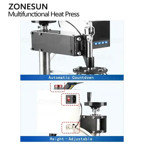 ZONESUN 디지털 다기능 열 프레스 기계 스탬핑 도구 15x15cm T 셔츠 마우스 패드 Insoles 가죽 Pyrogra ZS-90ZY
