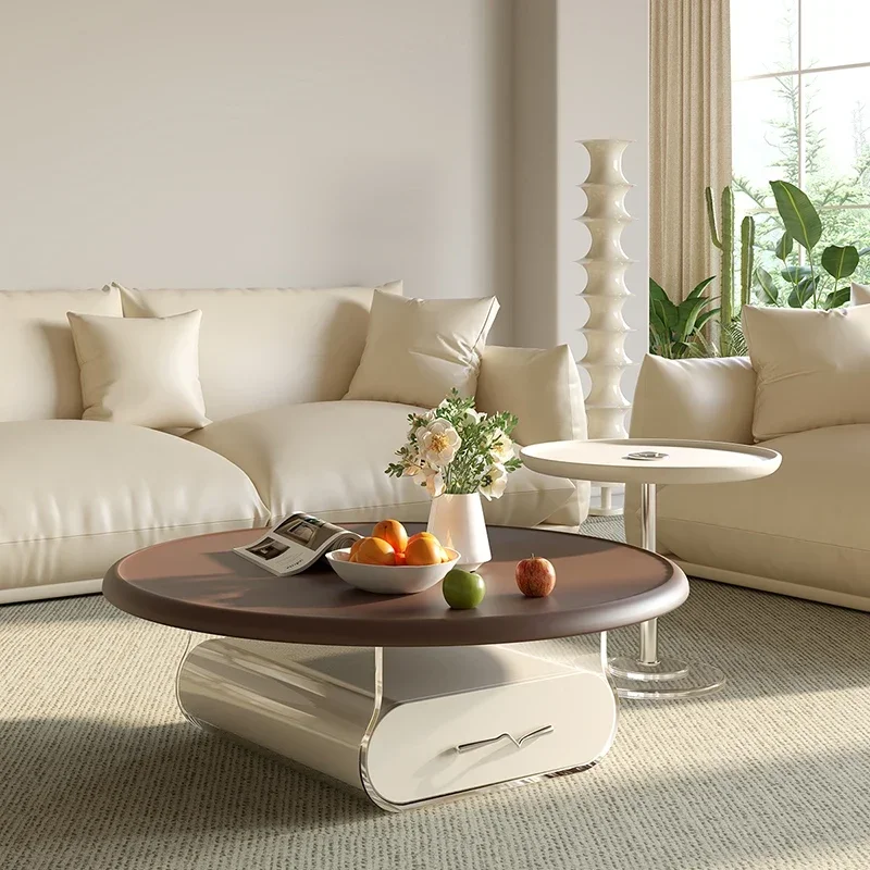 

Italian Clear Coffee Table Bedroom Round Simple Living Room Coffee Table Tea Center Floor Simple Mesa Auxiliar Unique Furniture
