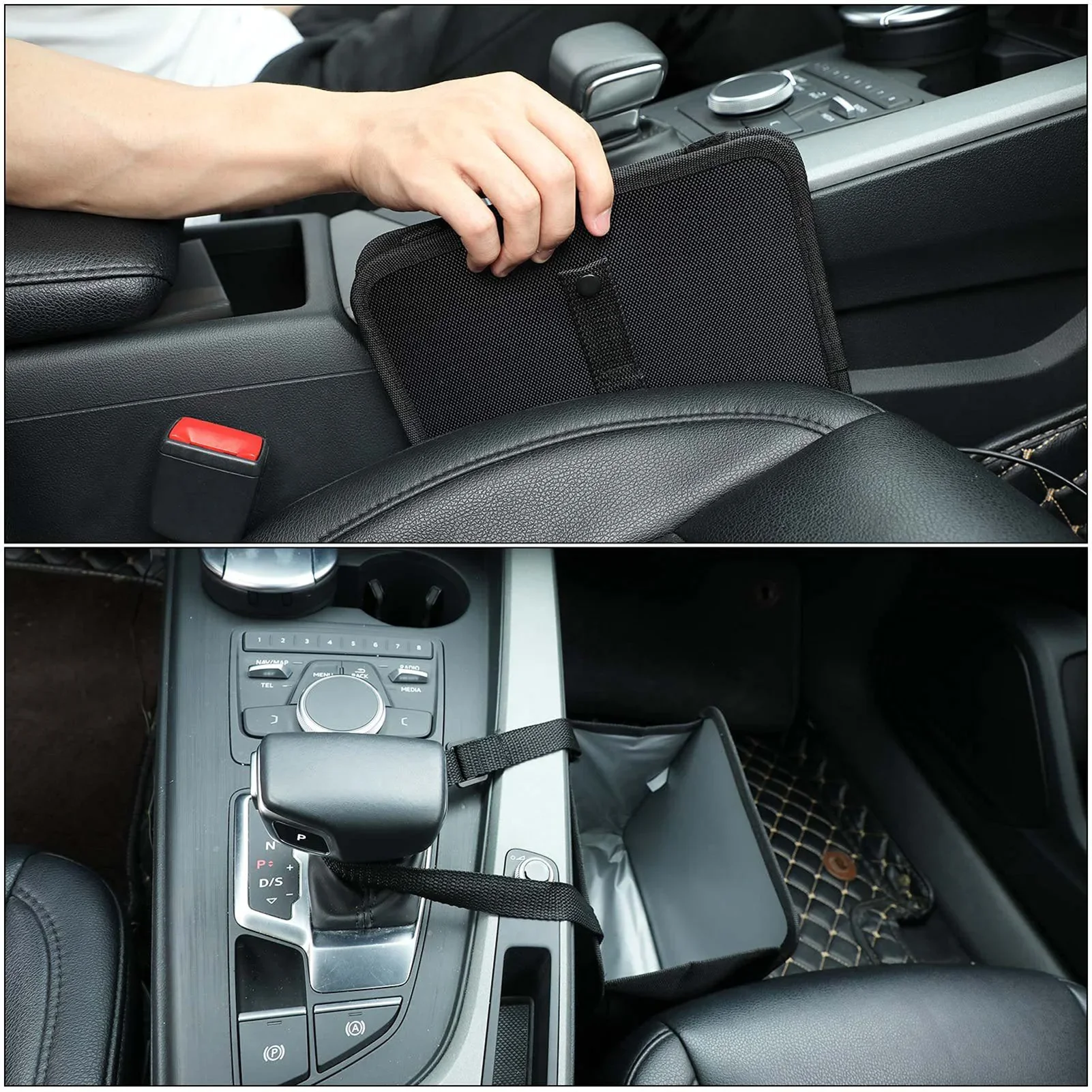 Auto-Mülleimer zum Aufhängen, vielseitig einsetzbar, wasserdichter Rücksitz-Organizer, universeller Fahrzeug-Aufbewahrungsbehälter für Snack-Verpackungen – Detail 5