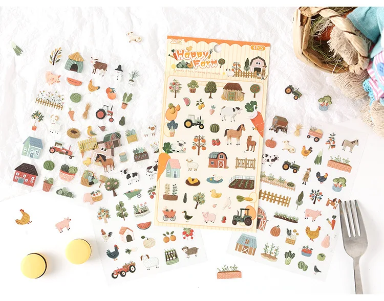Wasserfeste PET-Aufkleber für Tagebücher, Lebensszenerie-Aufkleber für Kinder-DIY-Bastelarbeiten, Aufkleberbögen für Scrapbook-Planer-Dekoration – Detail 3