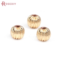 3MM 4MM 5MM 6MM 8MM 18K Gold Color Brass Round Pumpkin Spacer Beads Bracelets Beads Diy Jewelry Making Accessories