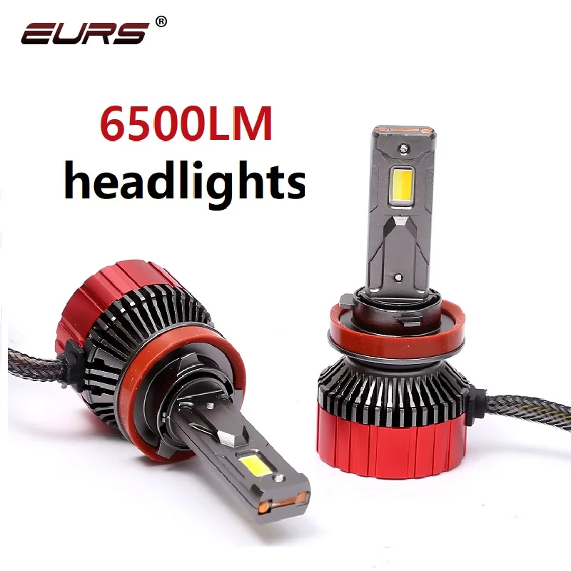 EURS H7 6500LM Led car headlights 100W Three color Dual Copper Tube H1 9005 HB3 9006 HB4 H11 H4 integrated LED Front Headlights