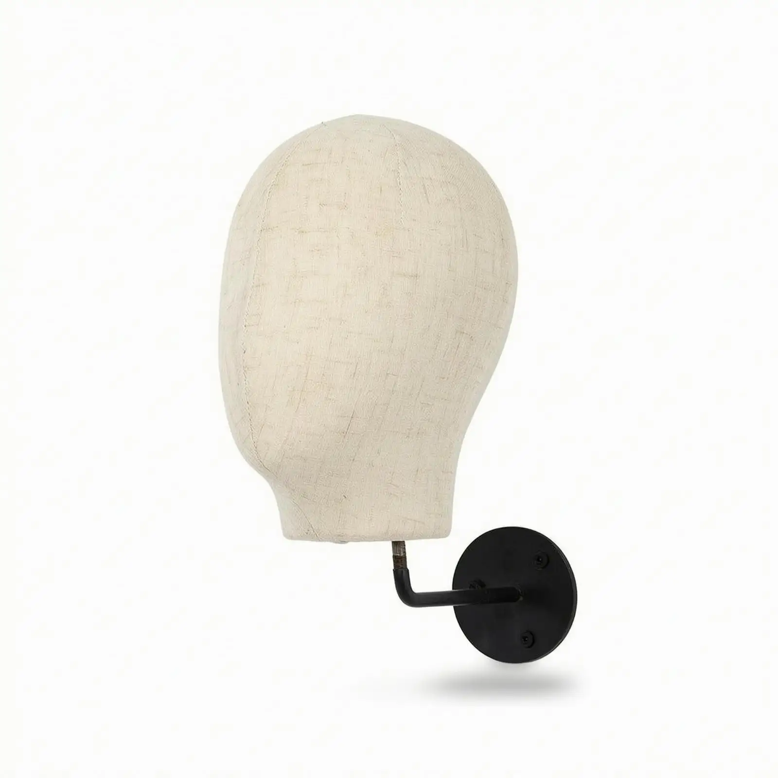 Wall-Mounted Mannequin Head Boutique-Style Hairpiece Display with Metal Arm