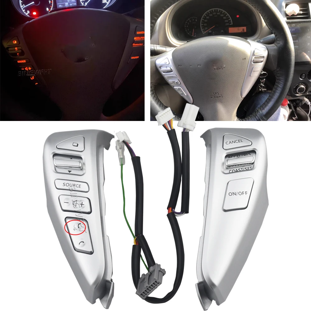 Przełącznik tempomatu na kierownicę do Nissan Sentra Livina Almera Cube Versa Przełącznik przyciskowy